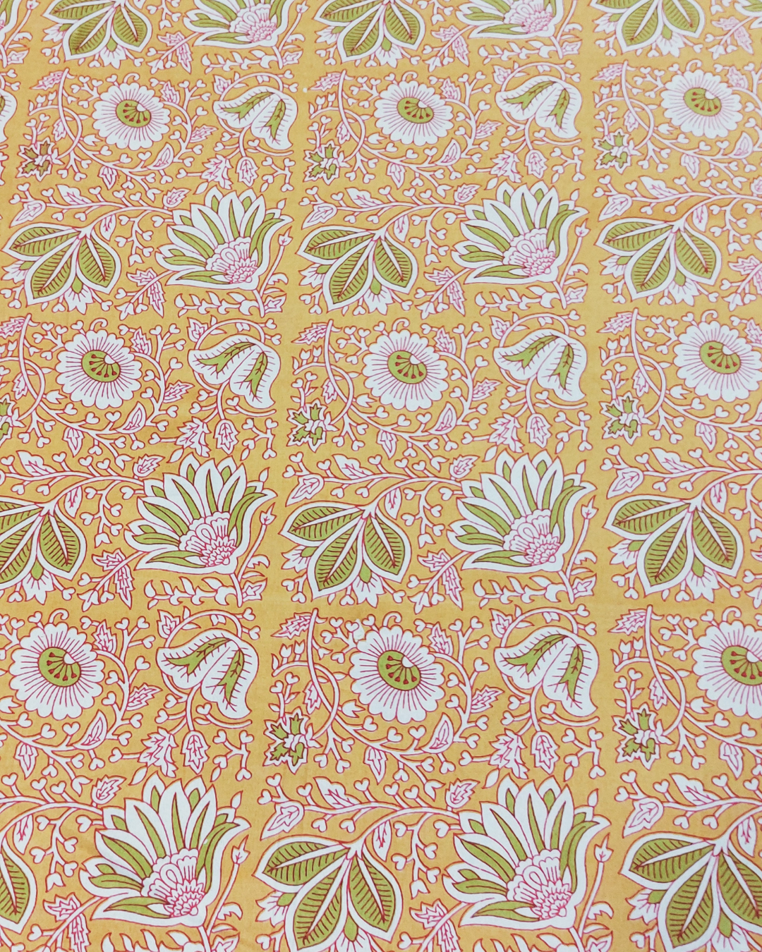 Cotton King Size Bedsheet Yellow Green Floral Print