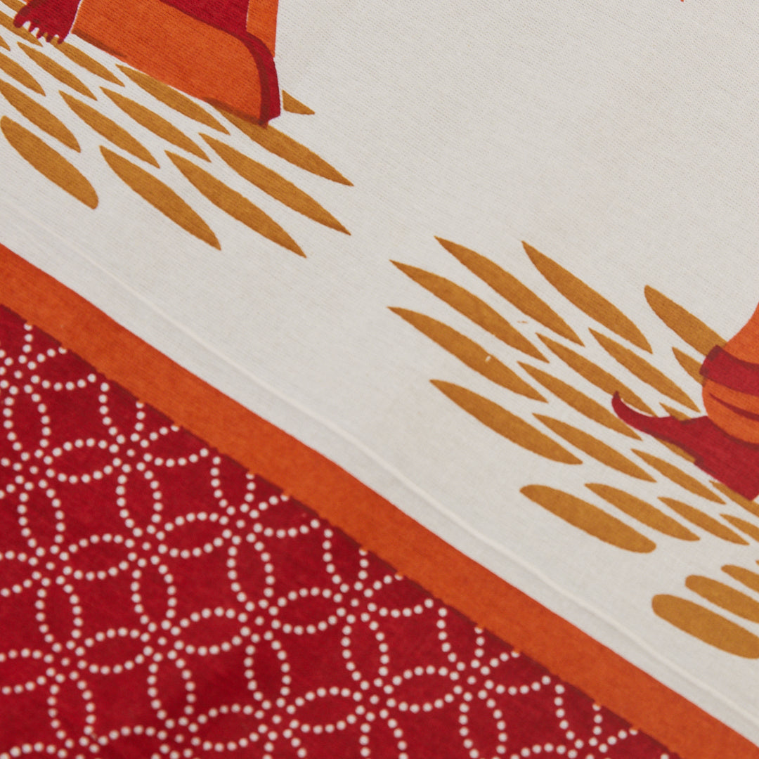 Cotton Red Geometric King Size Bedsheet