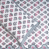 Cotton Jaipuri Heritage Grey-Black Floral Single Bedsheet