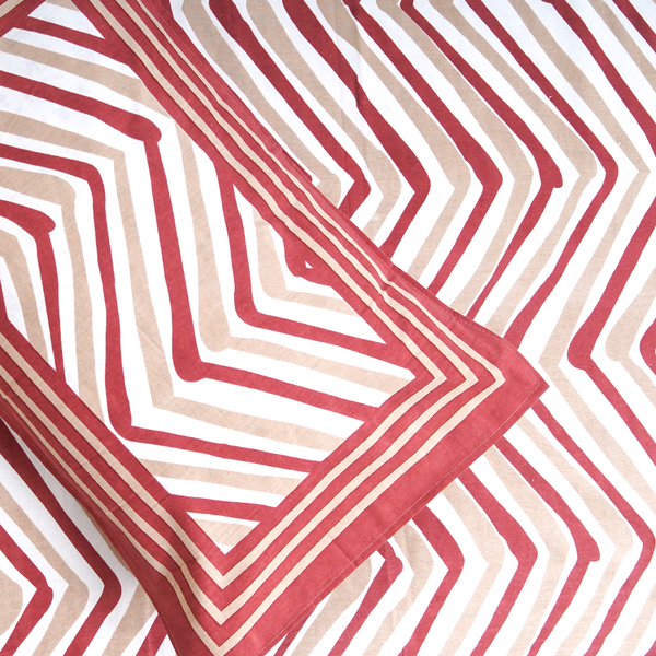 Cotton Jaipuri Heritage Cream-Red Grey Single Bedsheet