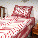Cotton Jaipuri Heritage Cream-Red Grey Single Bedsheet