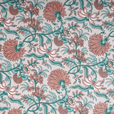 Cotton Jaipuri Heritage Green-Brown Floral Single Bedsheet