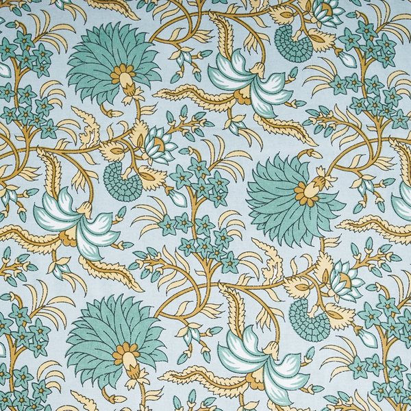 Cotton Jaipuri Heritage Green-Musterd Floral Single Bedsheet
