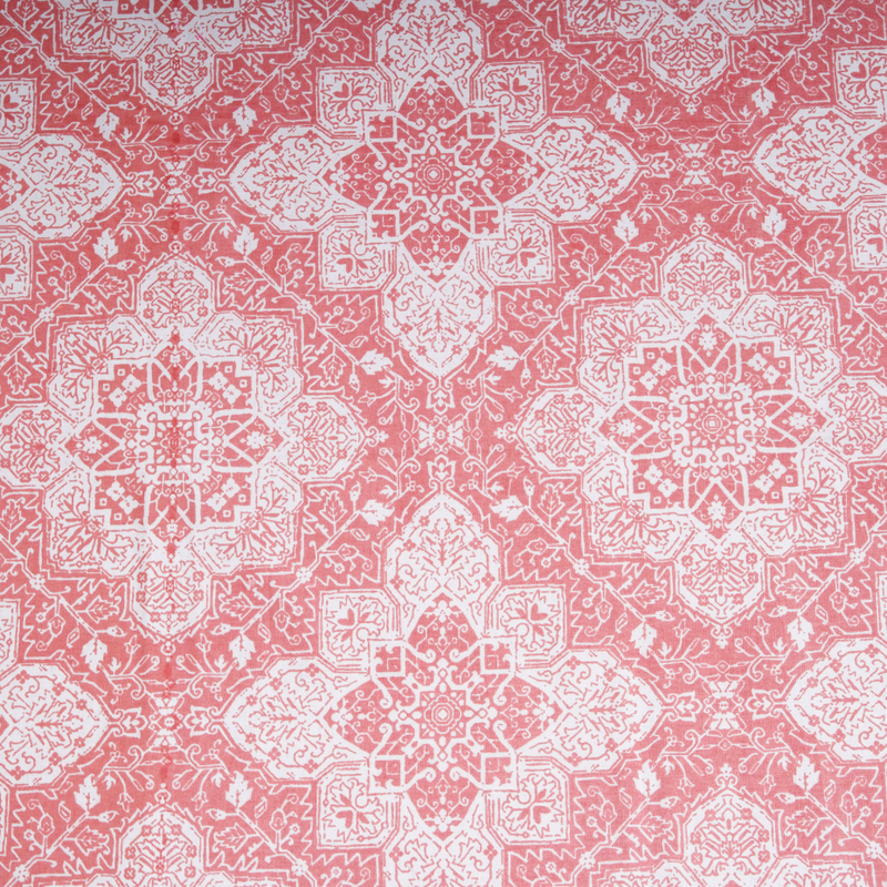 Cotton Jaipuri Heritage White Baby Pink Single Bedsheet