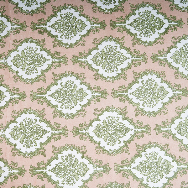 Cotton Jaipuri Heritage Green Light Brown Floral Single Bedsheet