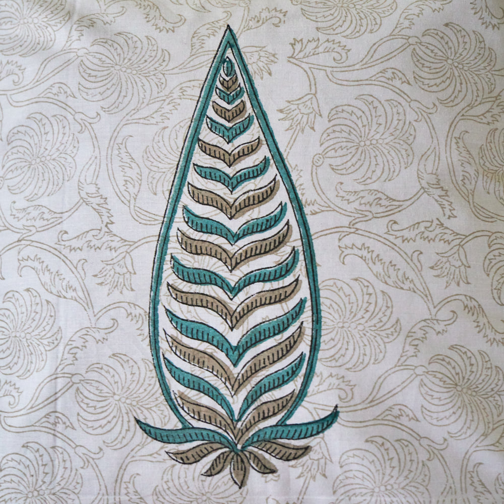 Cotton Cushion Cover Fern Leaf Boota Block Print