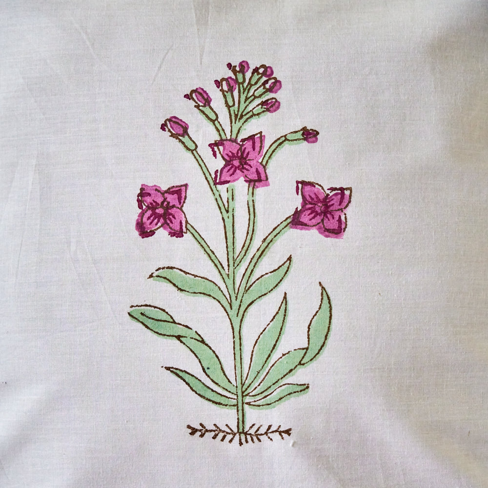 Cotton Cushion Cover Cherry Blossoms Block Print