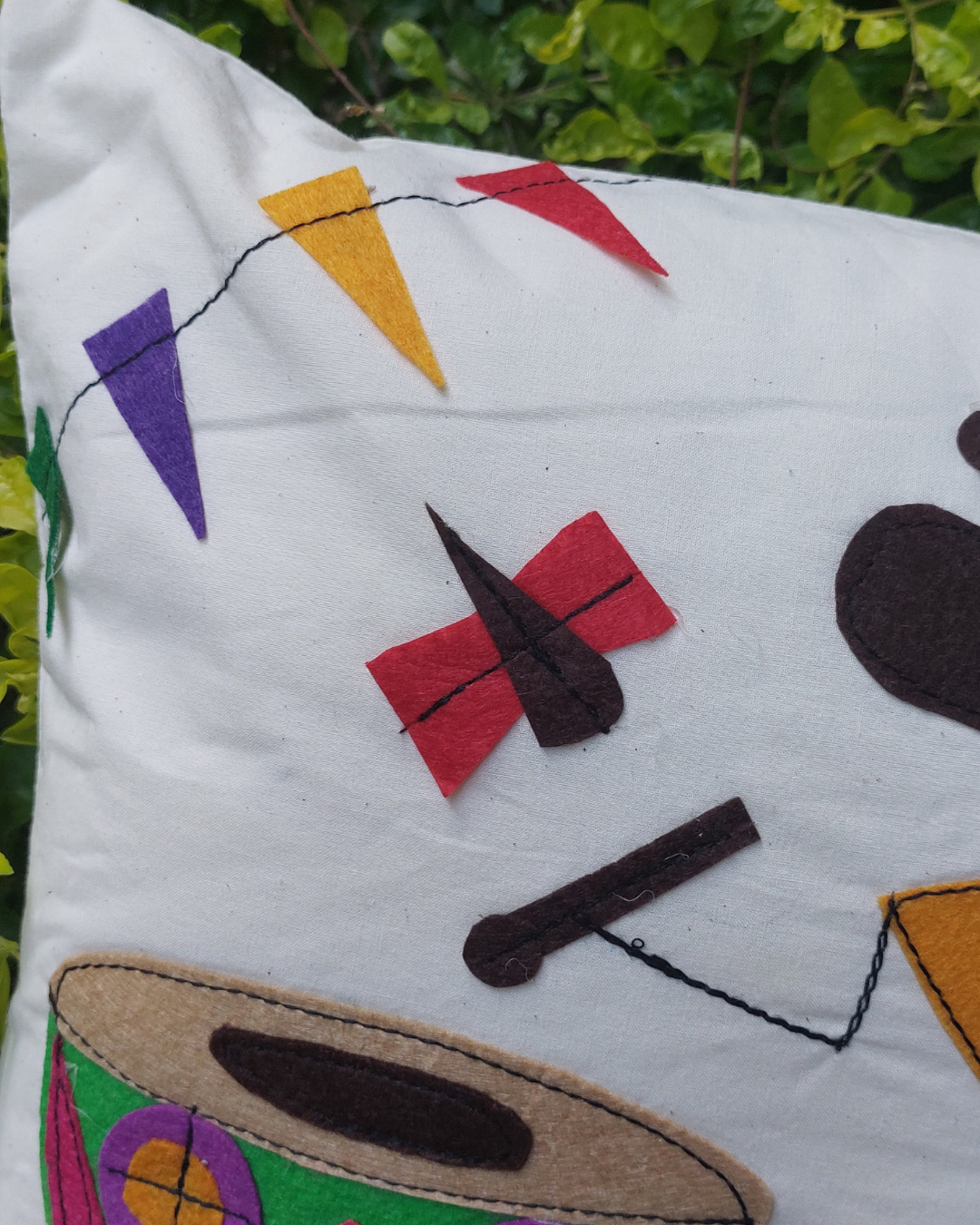 Khadi Cotton Cushion Cover Drummers Patchwork