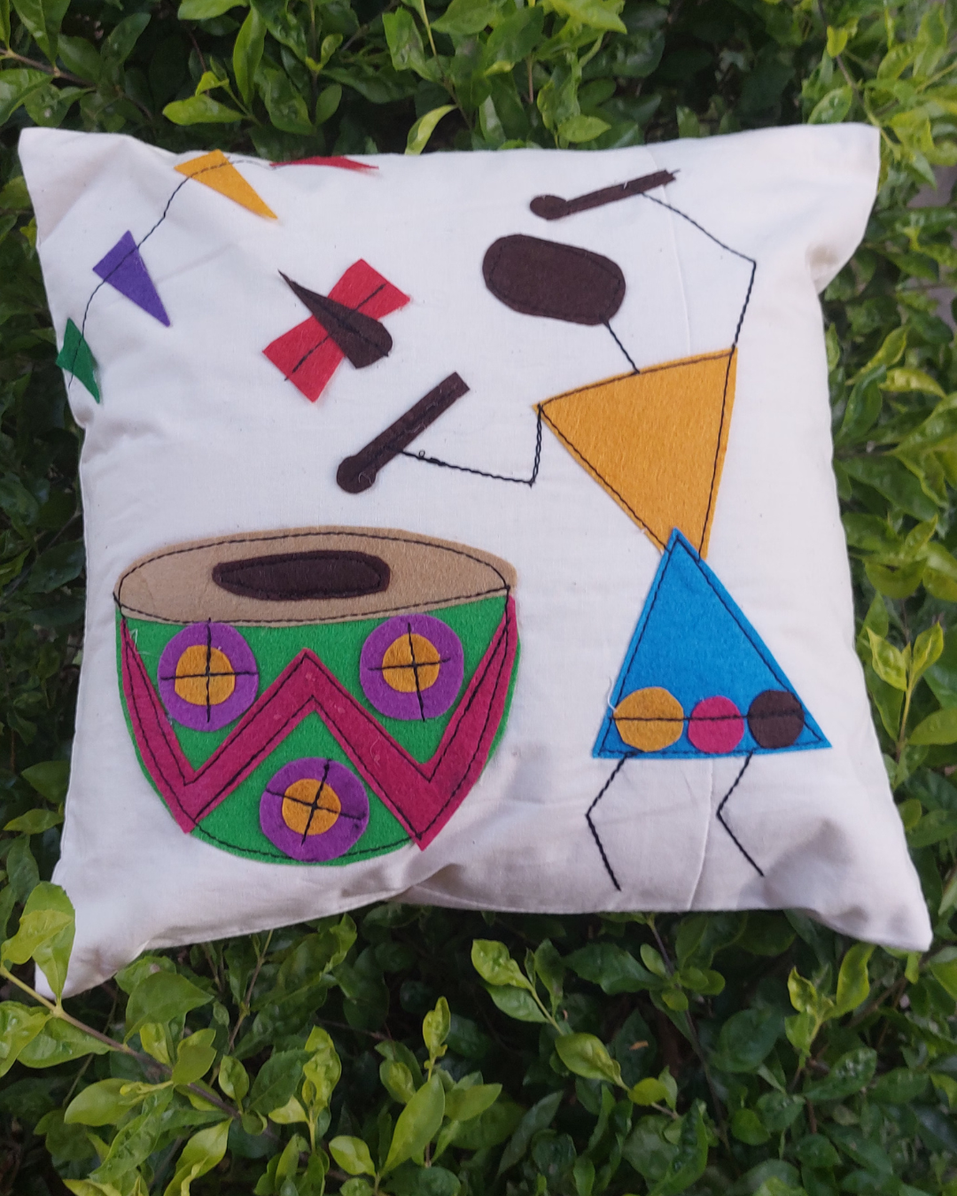 Khadi Cotton Cushion Cover Drummers Patchwork