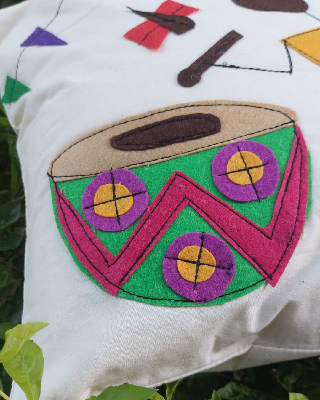 Khadi Cotton Cushion Cover Drummers Patchwork
