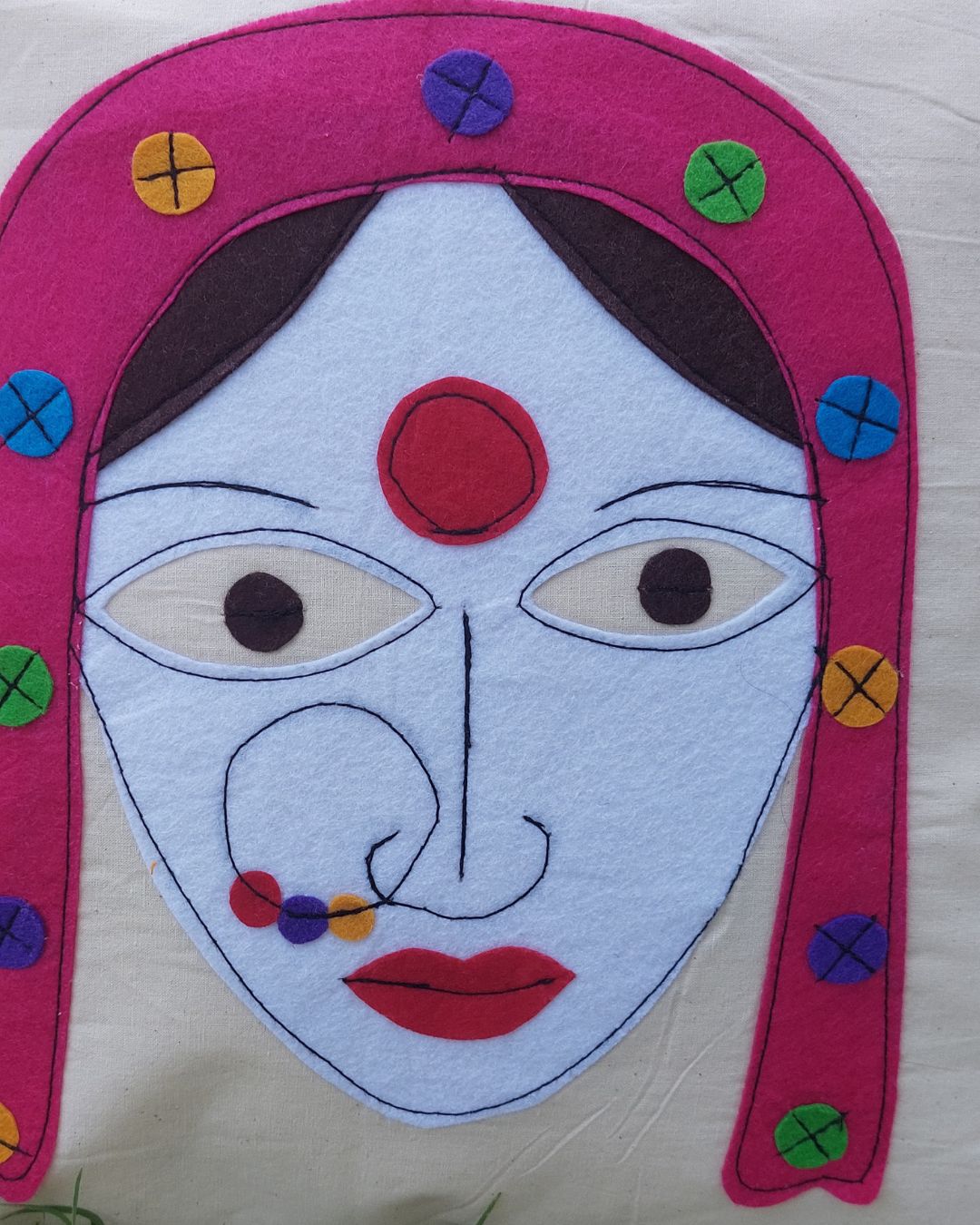 Khadi Cotton Cushion Cover Multicolor Woman Patchwork