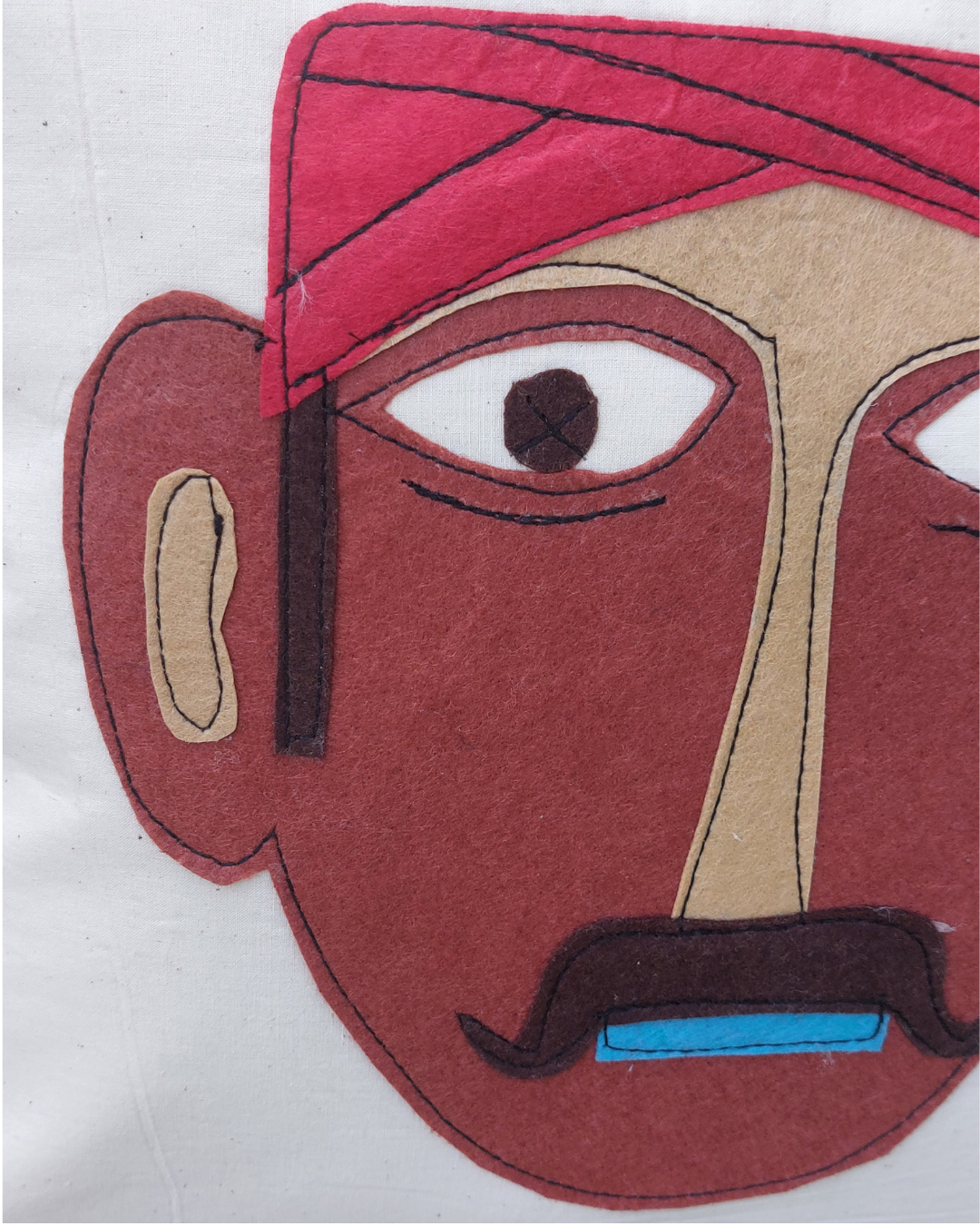 Khadi Cotton Cushion Cover Multicolor Man Patchwork