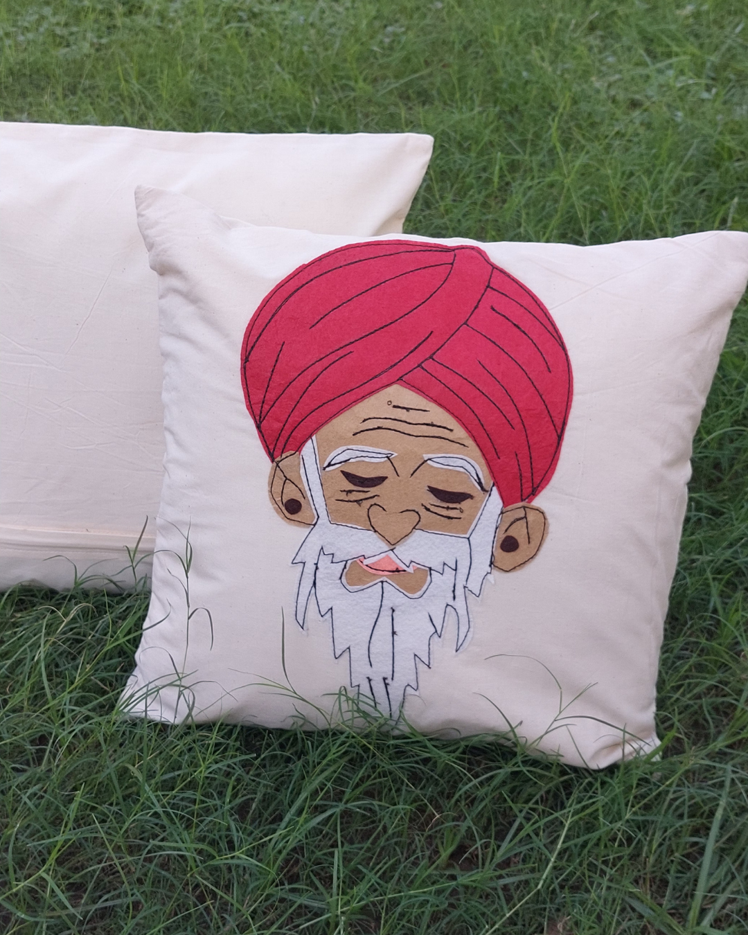 Khadi Cotton Cushion Cover Turbans Man  Patchwork