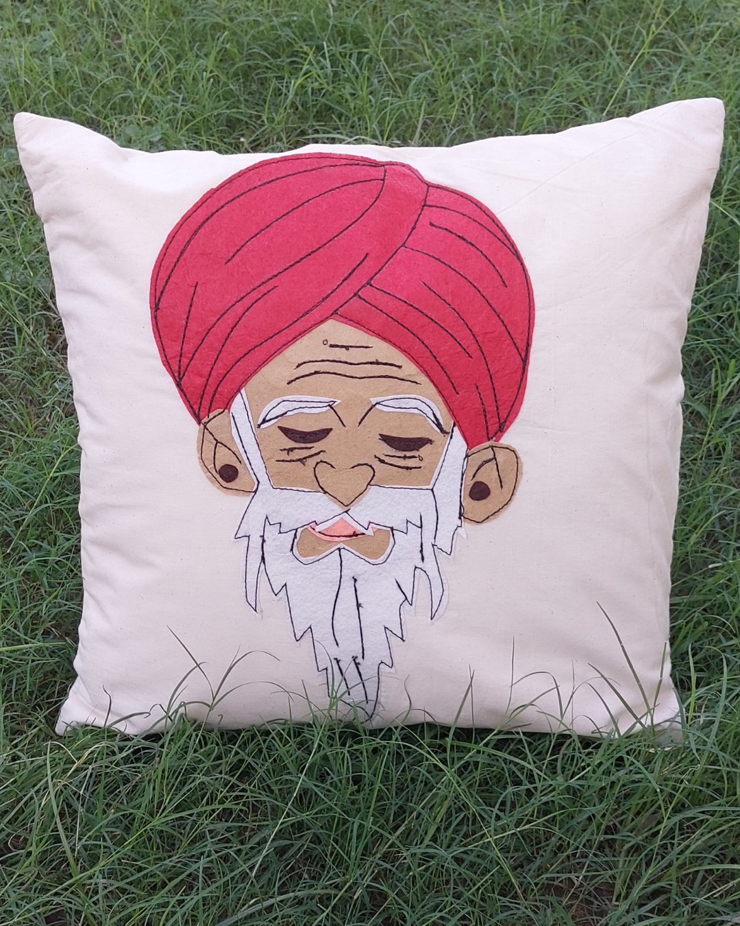 Khadi Cotton Cushion Cover Turbans Man  Patchwork