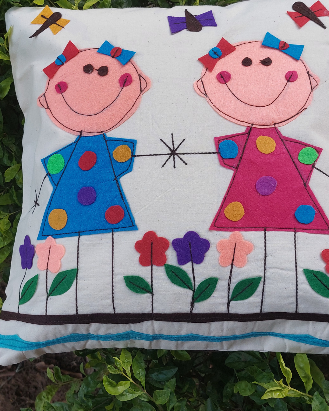 Khadi Cotton Cushion Cover Multicolor Kid's Patchwork