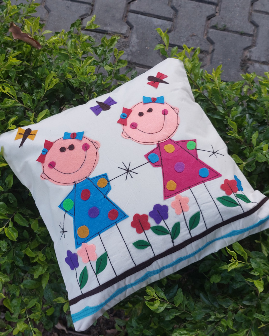 Khadi Cotton Cushion Cover Multicolor Kid's Patchwork