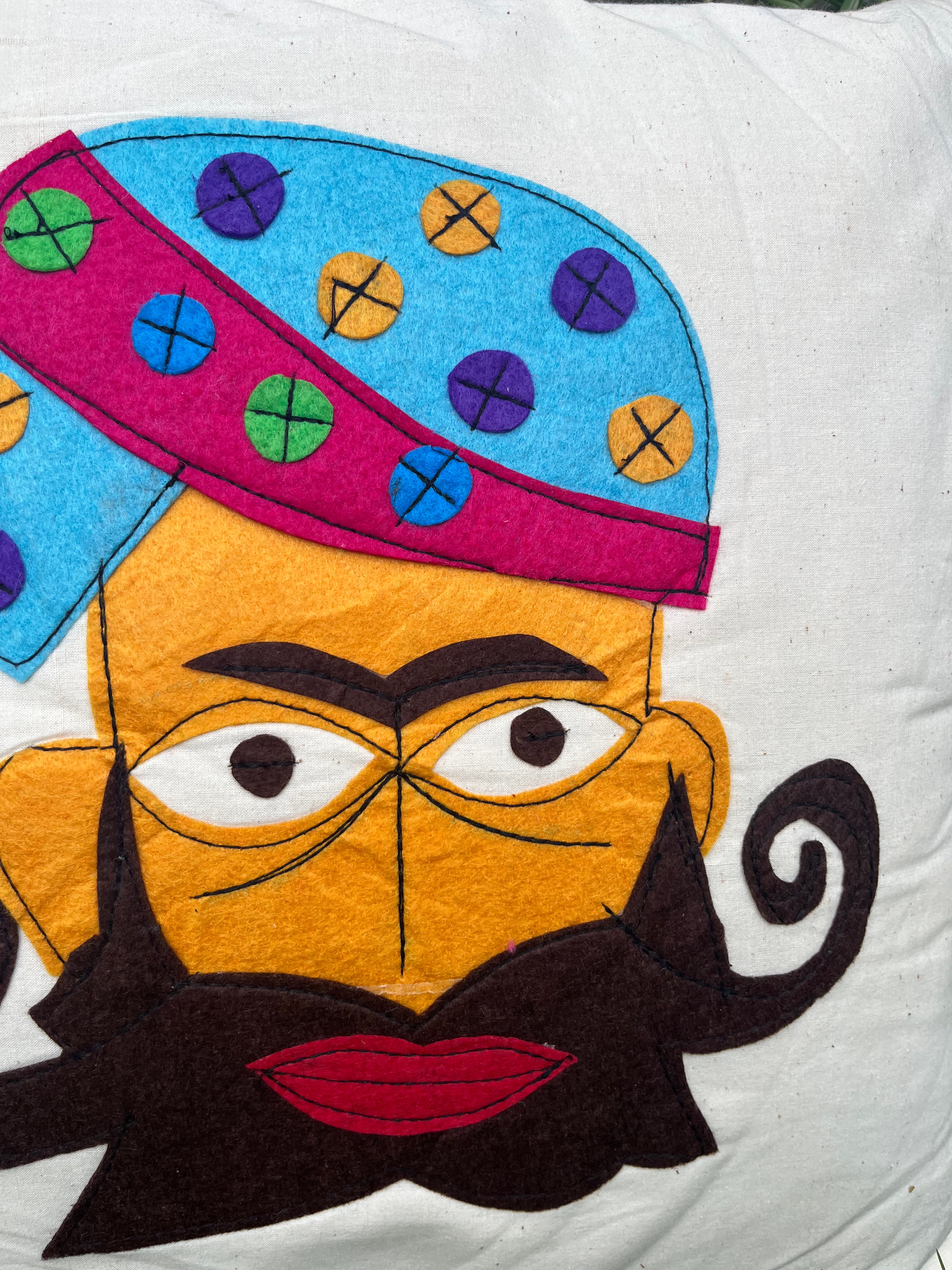 Khadi Cotton Cushion Cover Multicolor Patchwork