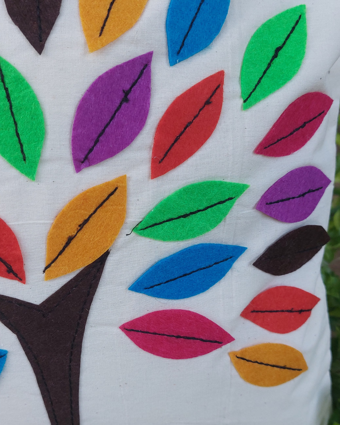 Khadi Cotton Cushion Cover Multicolor Tree Patchwork