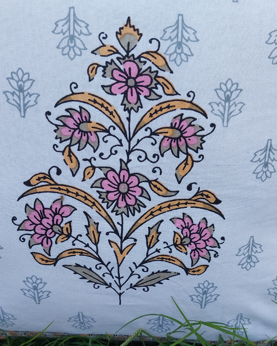 Cotton Cushion Cover Pink Floral Print