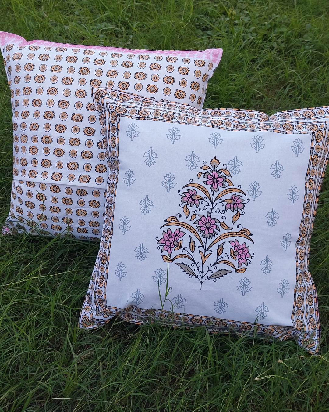 Cotton Cushion Cover Pink Floral Print