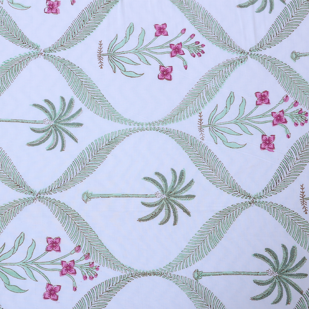 Cotton Dohar Cherry Blossoms Boota Block Print