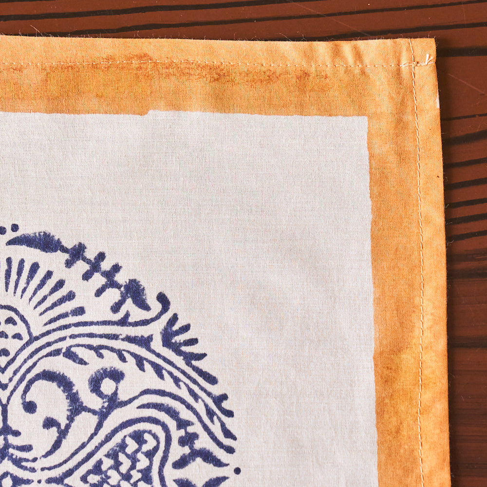 Cotton Napkin Blue Mustard Round Ball Desighn