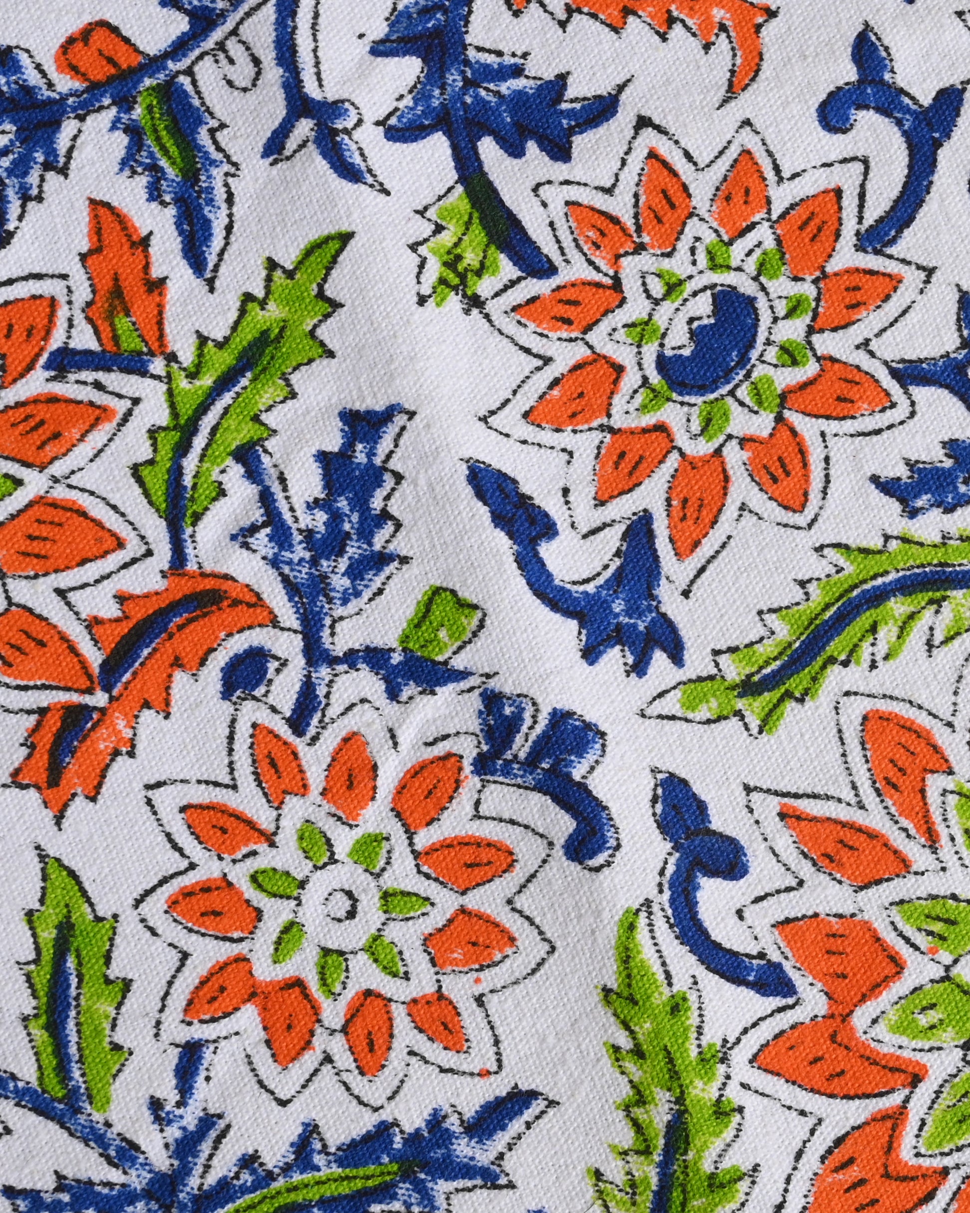 Canvas Table Mat And Napkin Dark Orange Block Print Set of Two