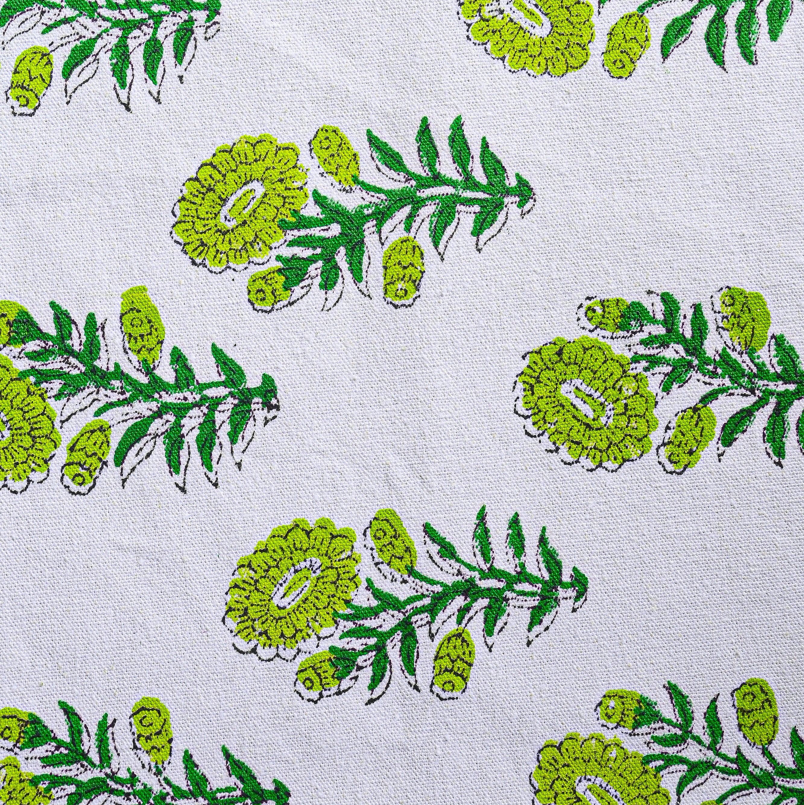 Canvas Table Mat And Napkin Green Amber Splash Block Print Set of Two