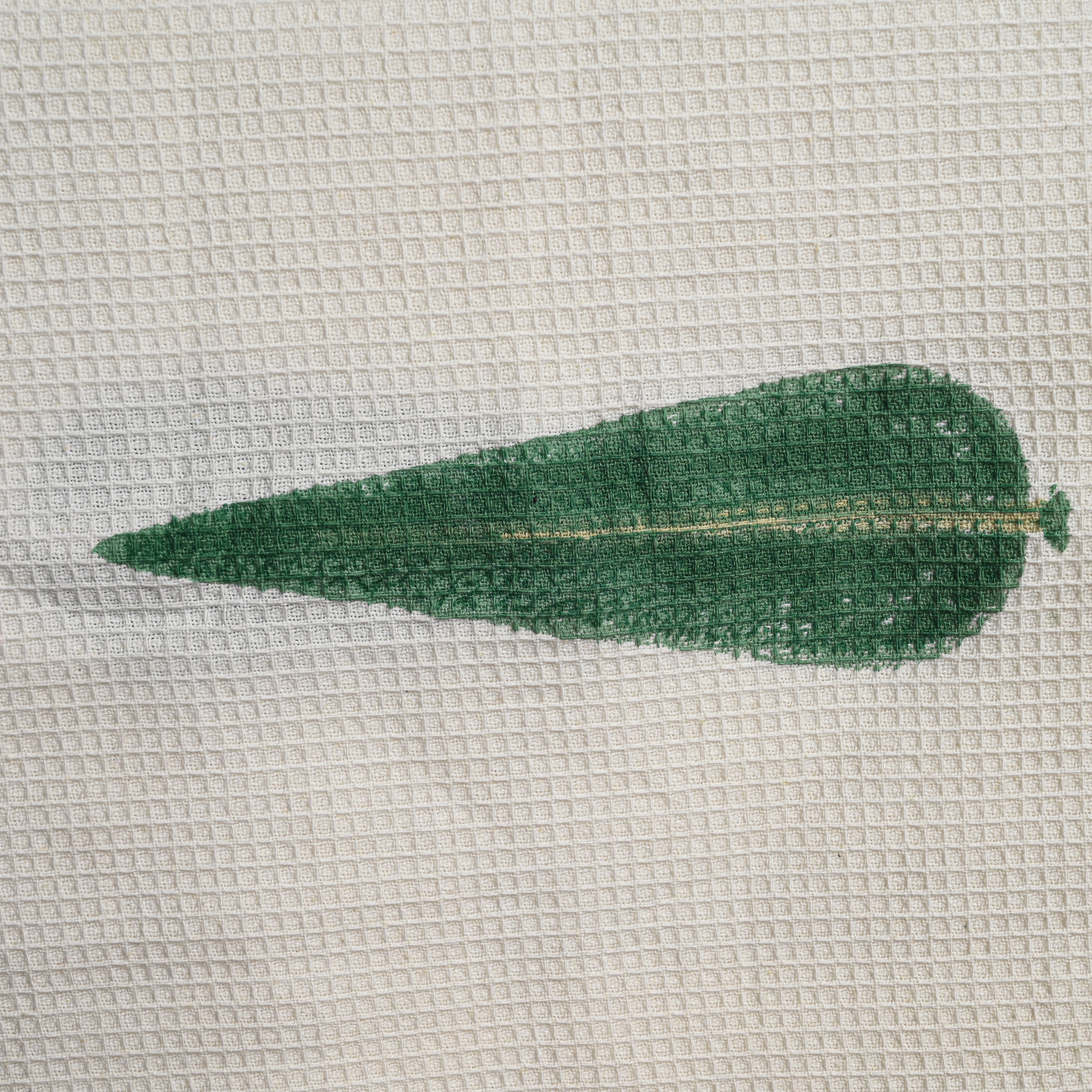 Cotton Waffle Green Cheerful Marrows Blockprint Bath Towel