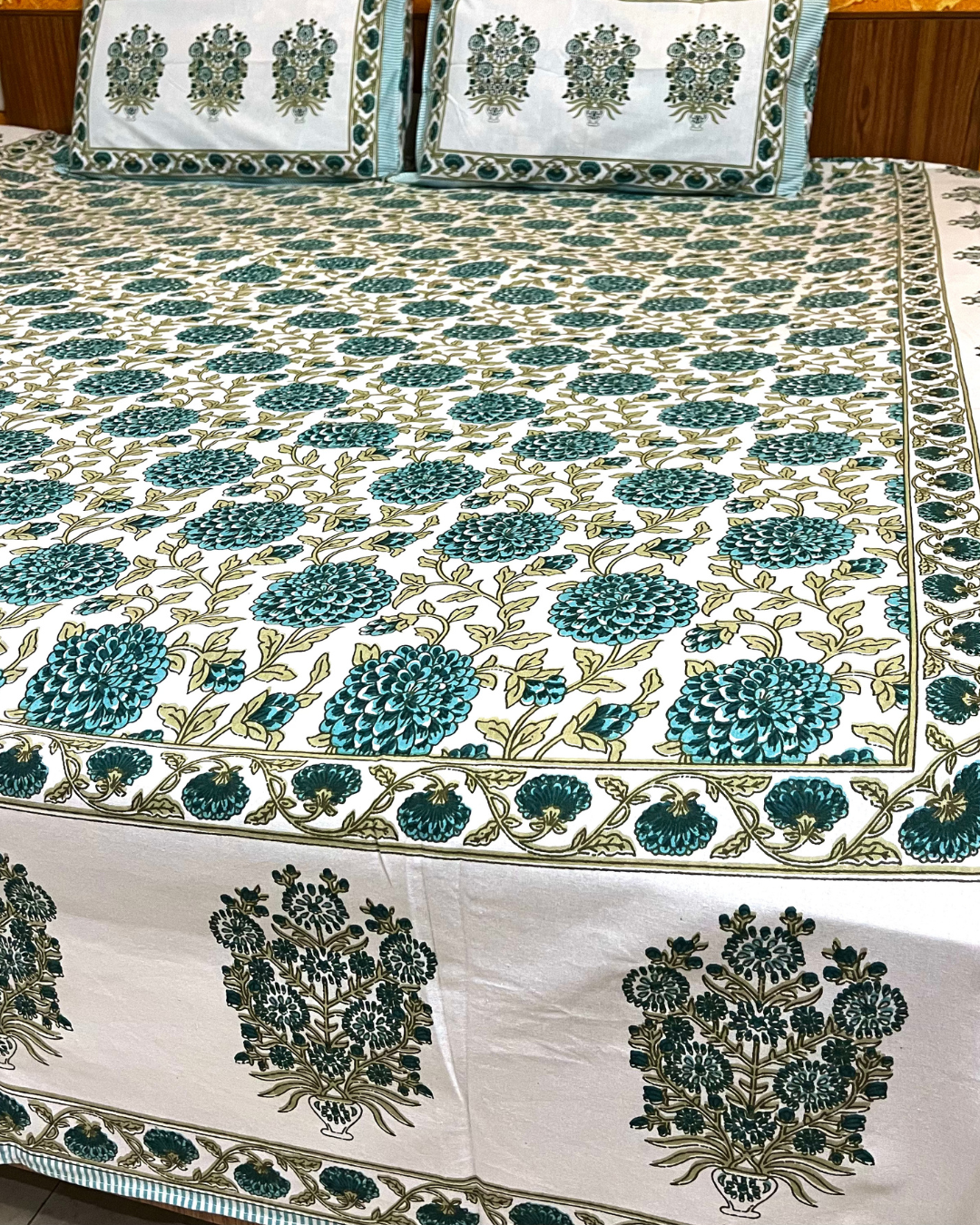 Cotton Double Bedsheet Floral Jaal Print