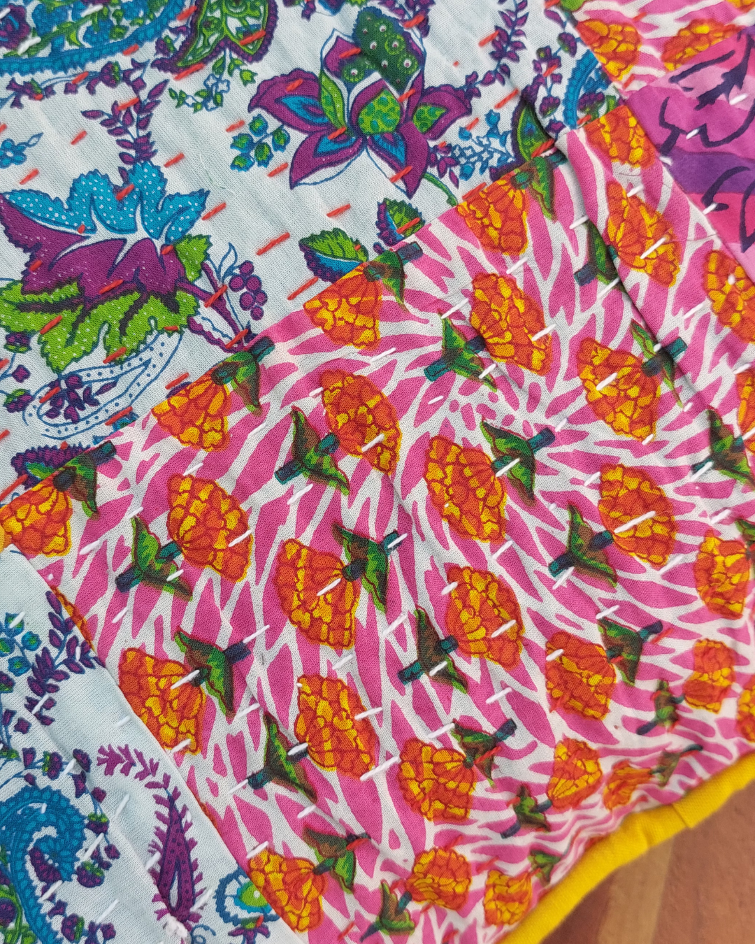 Cotton Cushion Cover  Kantha Patch Work Booti Bagru Print