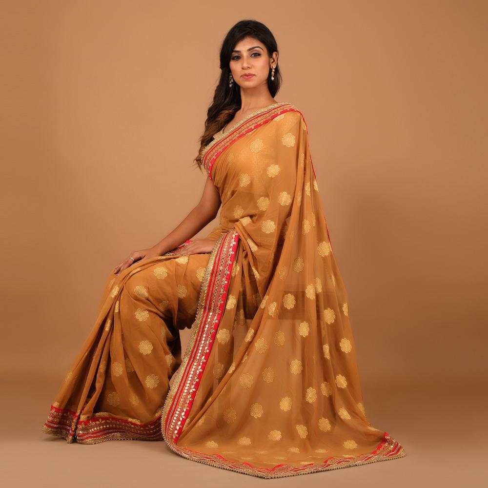 Georgette Zari Work Sari with Gota Work Border (297936879656)