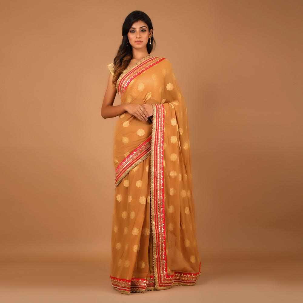 Georgette Zari Work Sari with Gota Work Border (297936879656)