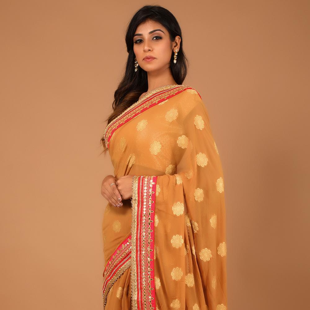 Georgette Zari Work Sari with Gota Work Border (297936879656)