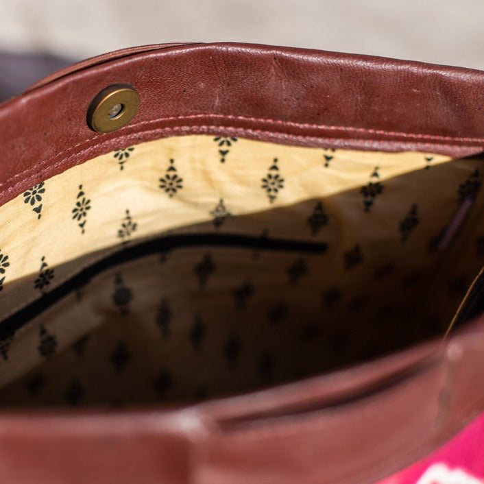 Tie n Dye Cotton and Leather Handbag