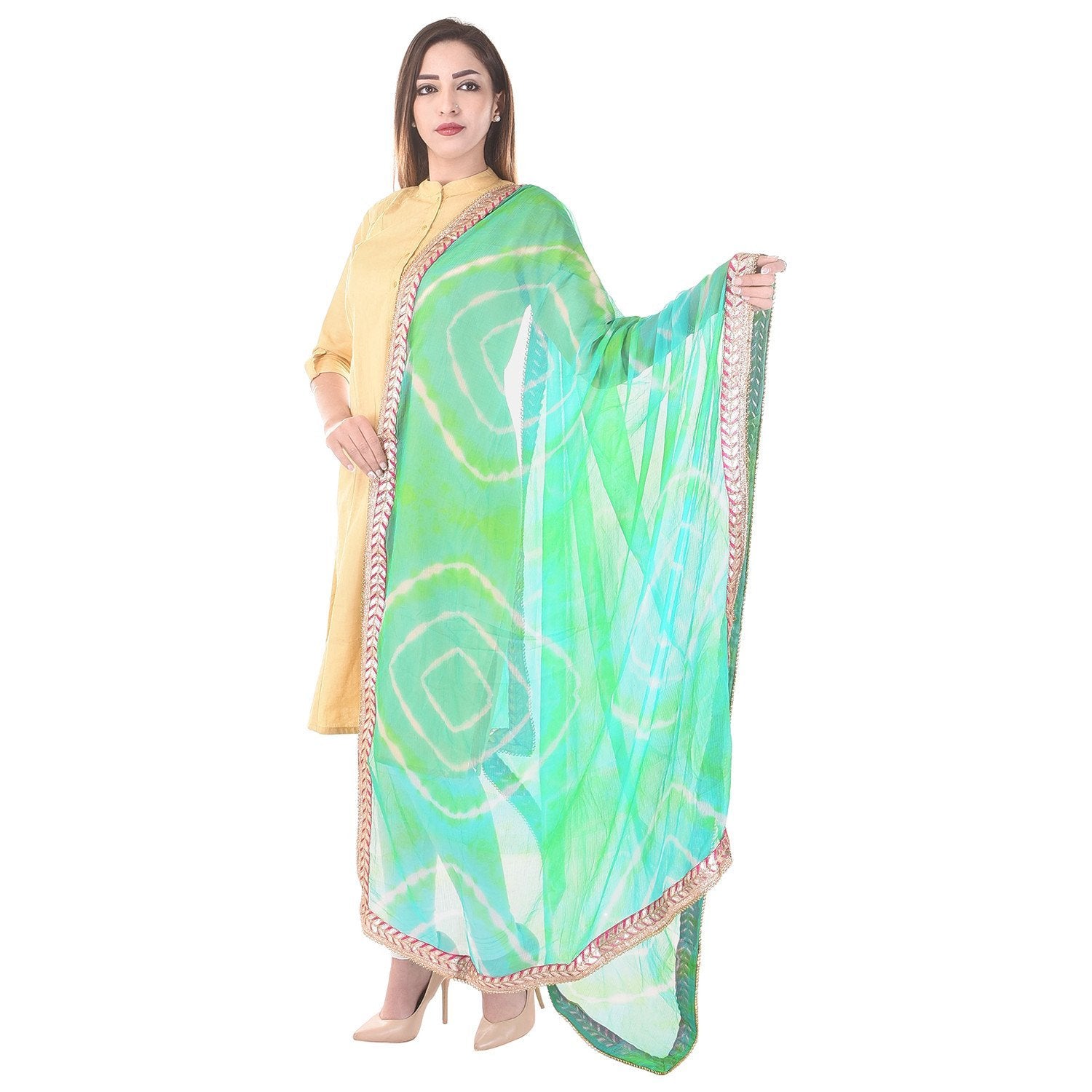 Bandhej Gota Work Chiffon Dupatta (9151486093)