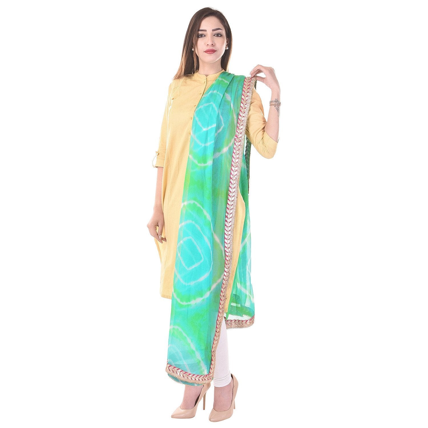Bandhej Gota Work Chiffon Dupatta (9151486093)