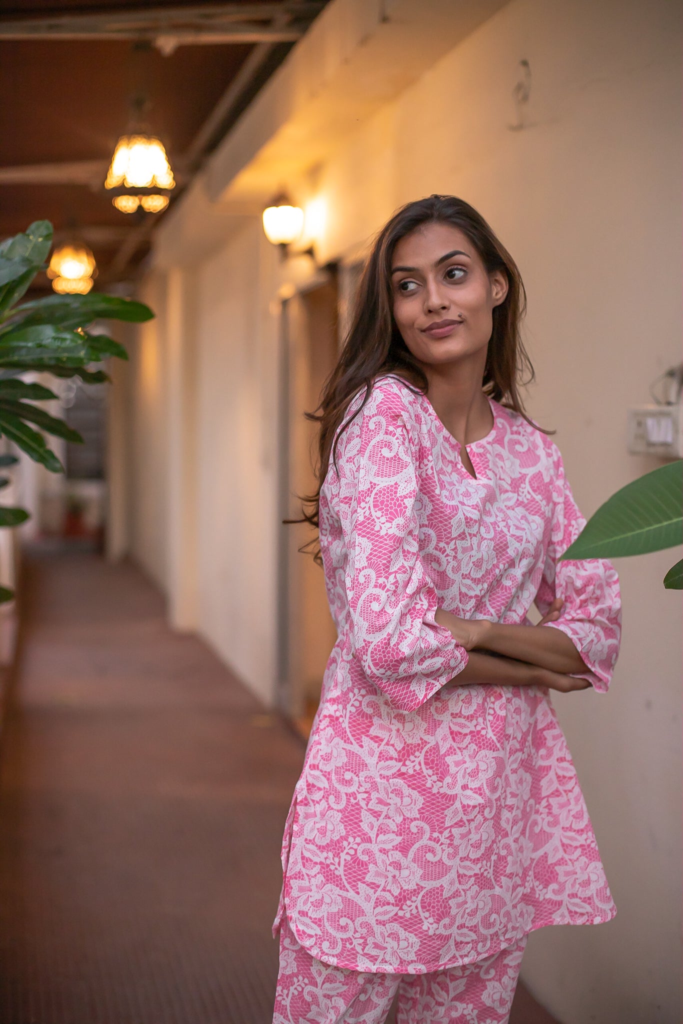 Blossoms Pink Lounge Wear Set