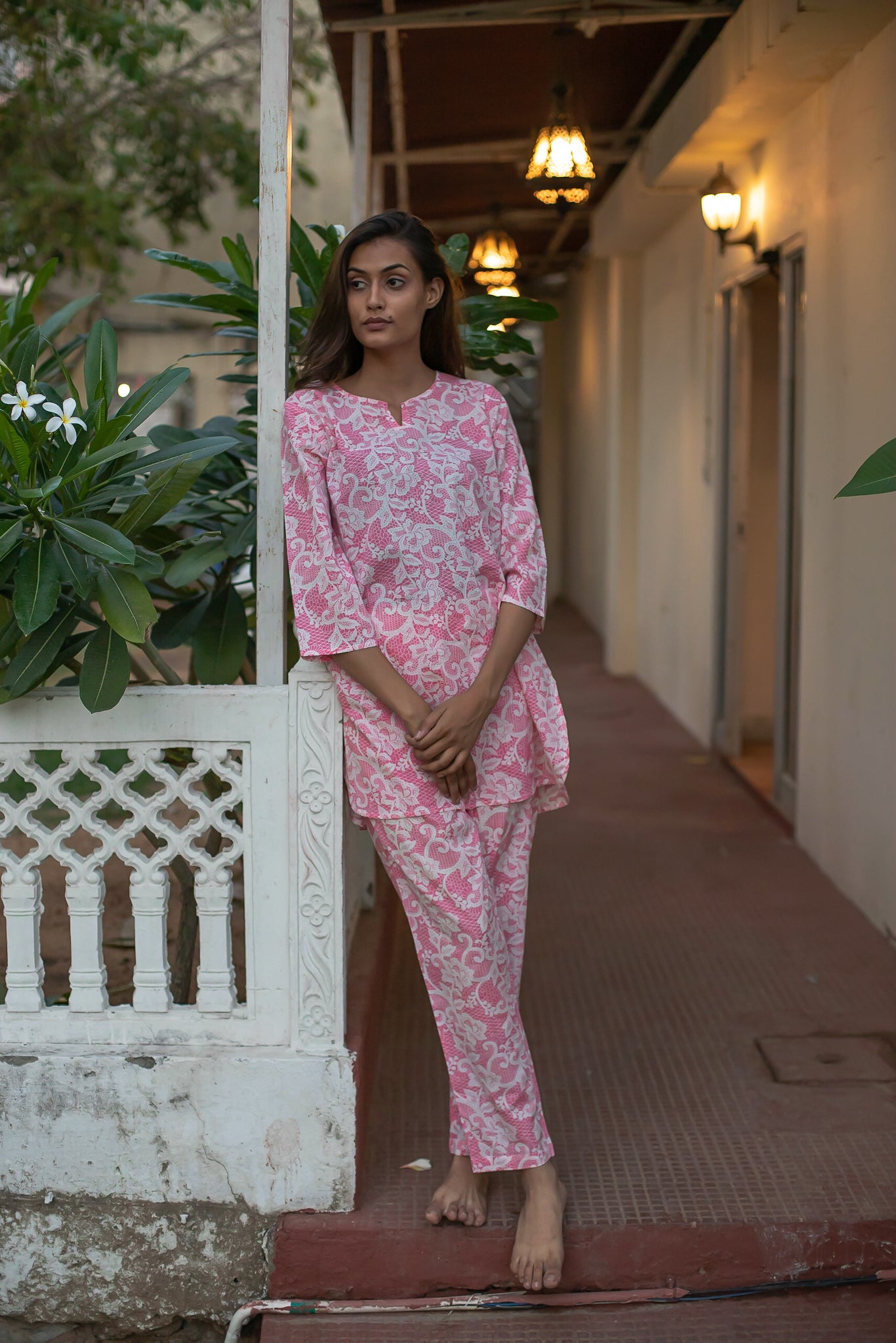 Blossoms Pink Lounge Wear Set 3