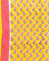 Cotton Unstitched Suit Cotton Dupatta Yellow Pink Booti Block Print 3 (6741644836963)