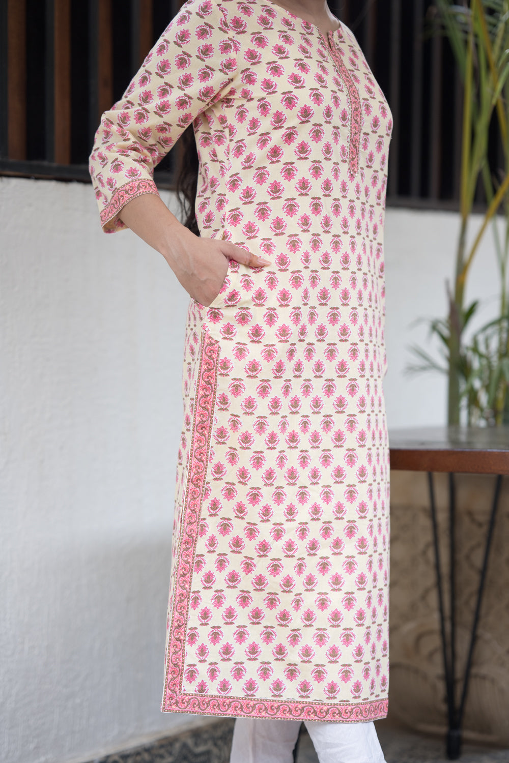 Pink Lotus Cotton Kurta 4 (6846743183459)