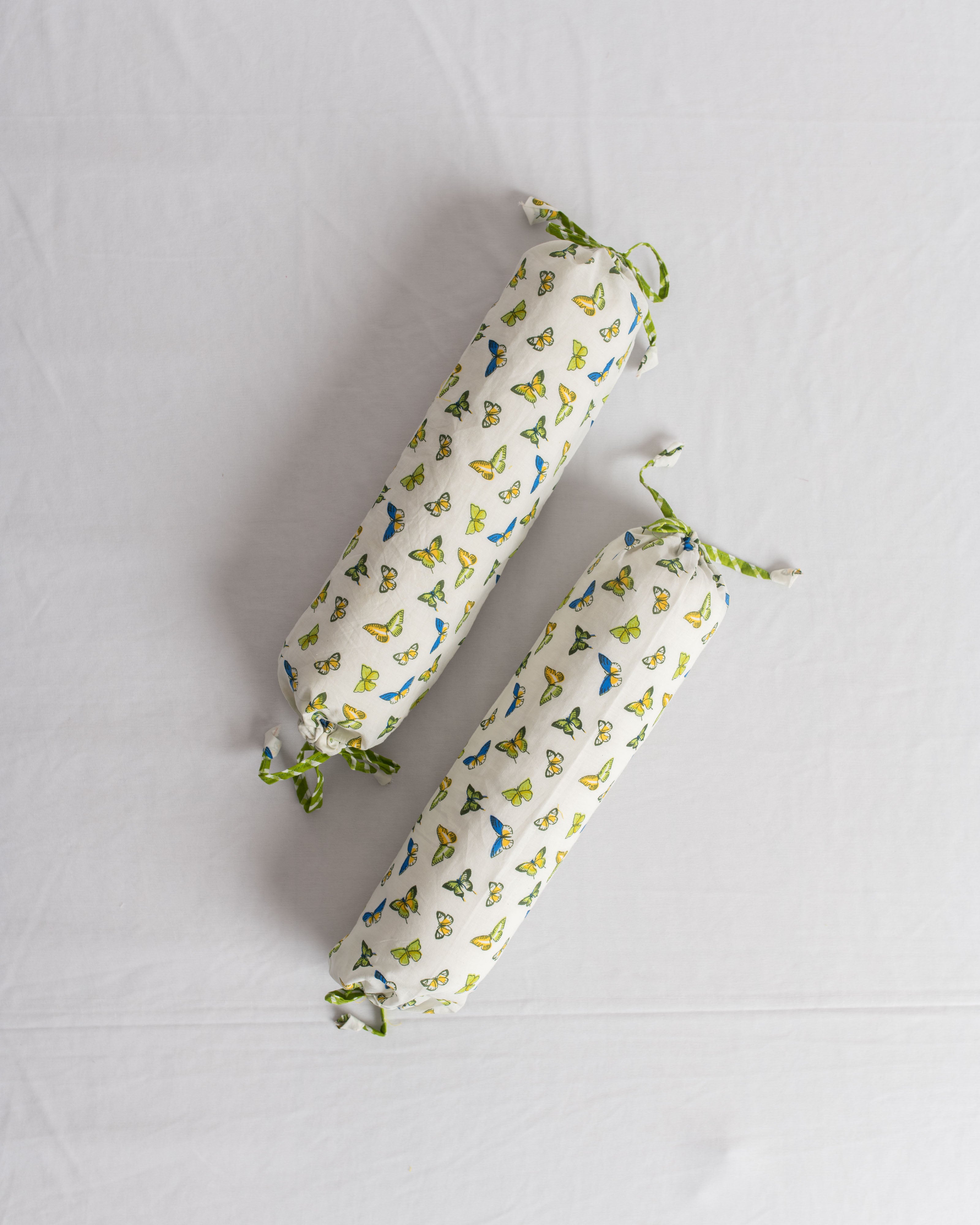 Cotton Baby Masand Bolster Set Blue Green Butterflies Print (6742767435875)