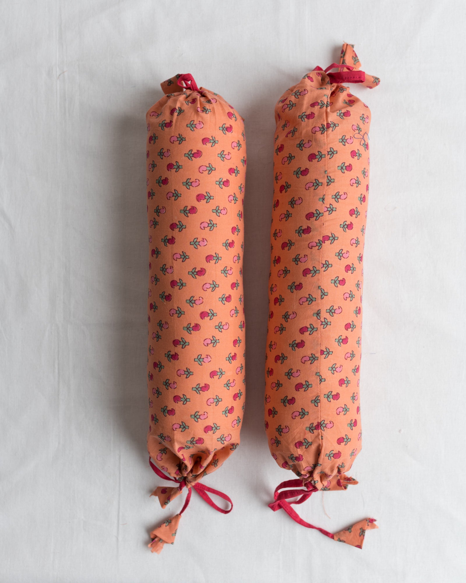 Cotton Baby Masand Bolster Set Peach Pink Mangoes Print (6742763995235)