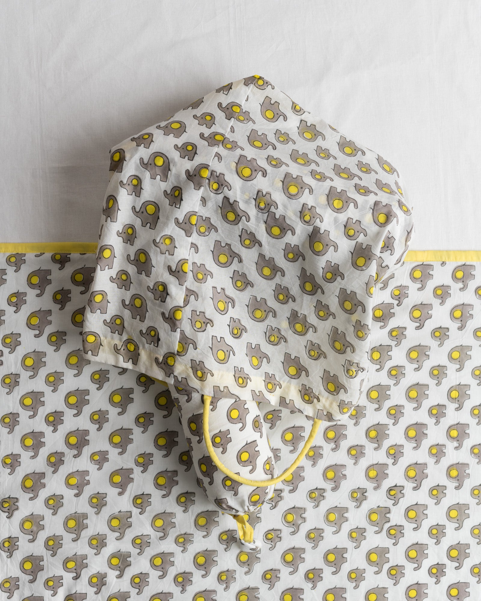 Baby Bedding Set 4 Pc Grey Yellow Baby Elephant Block Print 1 (6742000533603)