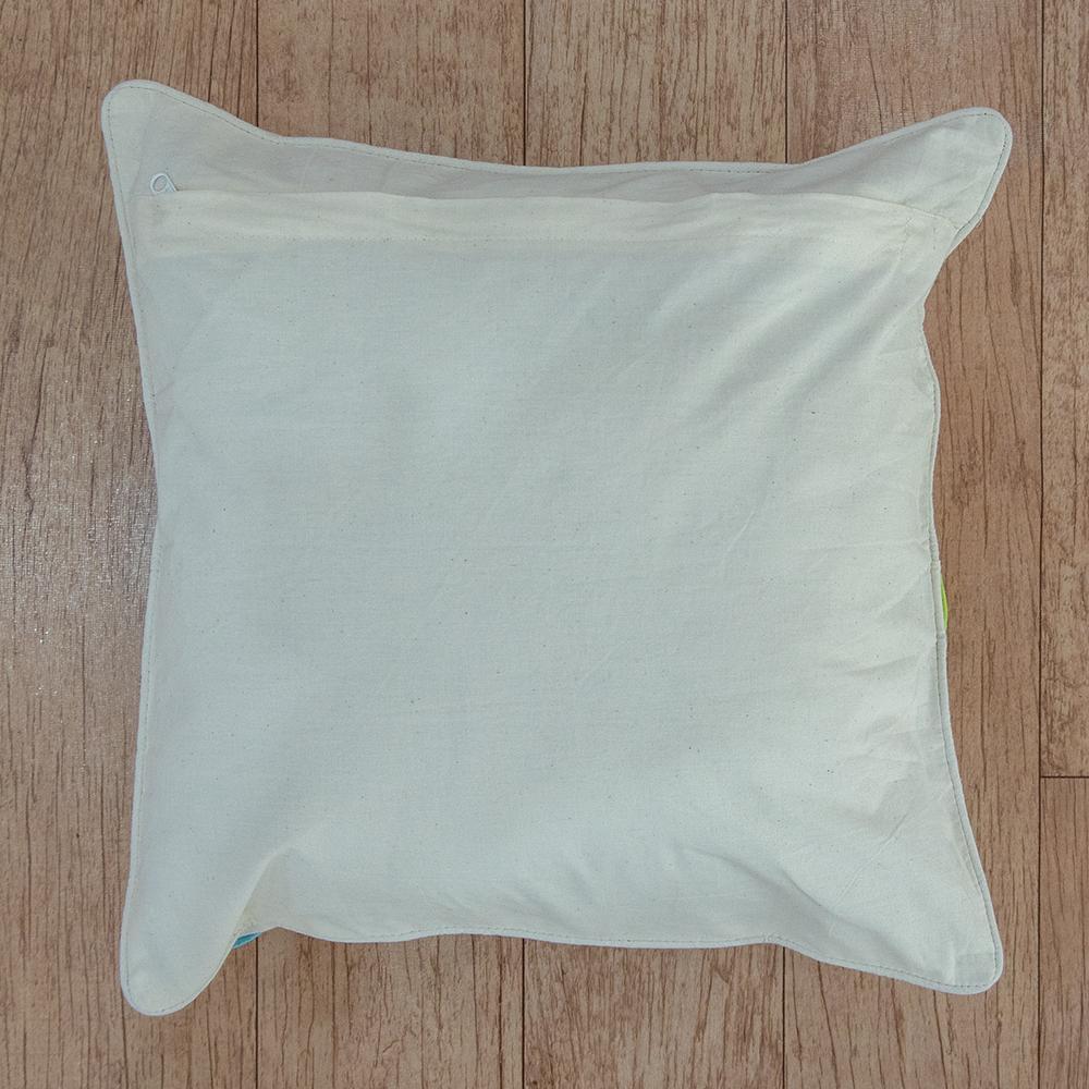 Khadi Cotton Cushion Cover Multicolor Flowers Patchwork 16 x 16 inch 2 (6612259897443)