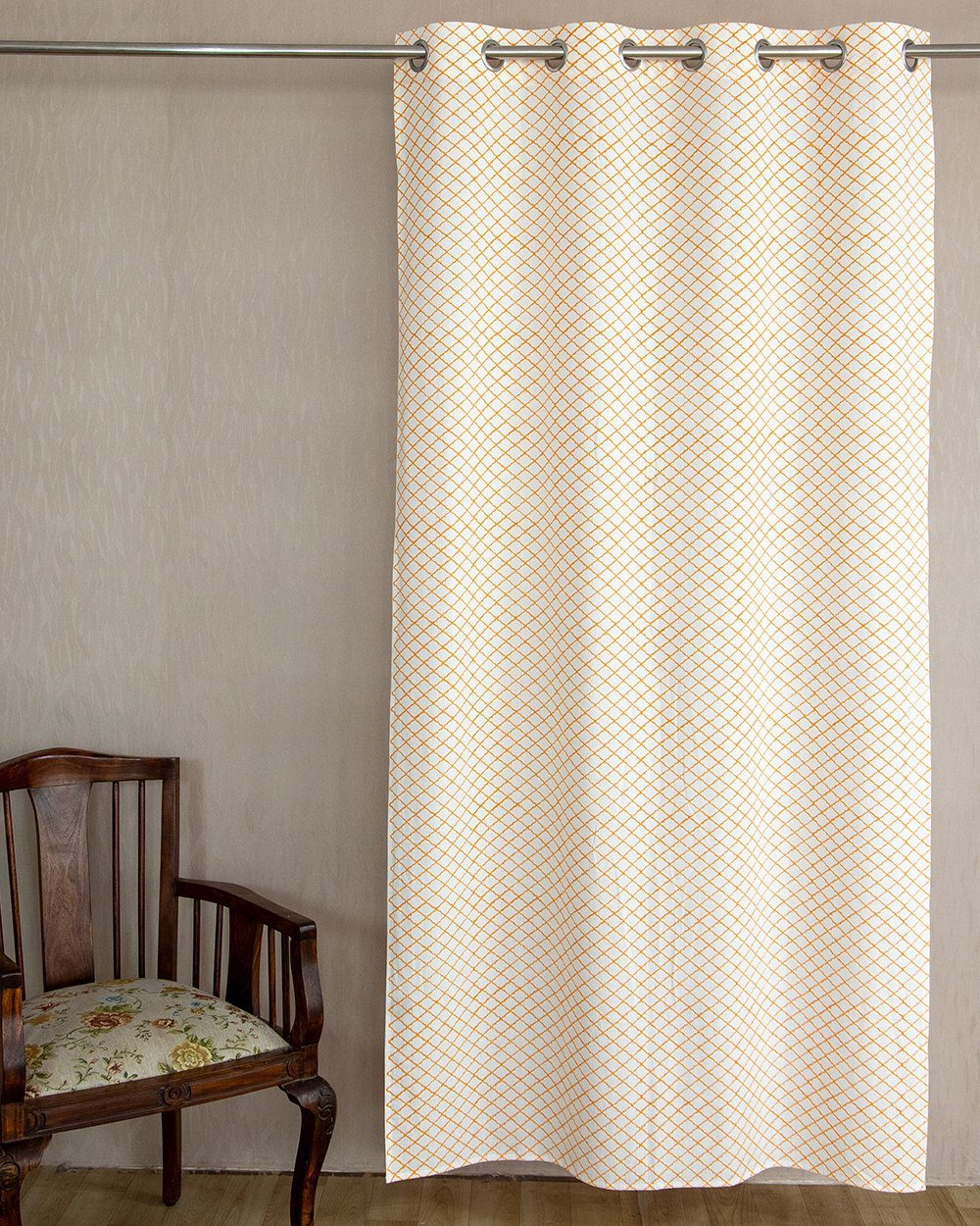 Cotton Curtain Orange Jaali Block Print 1 (6639023063139)