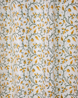 Drill Cotton Curtain Yellow Green Jaal Block Print 2 (6831561277539)