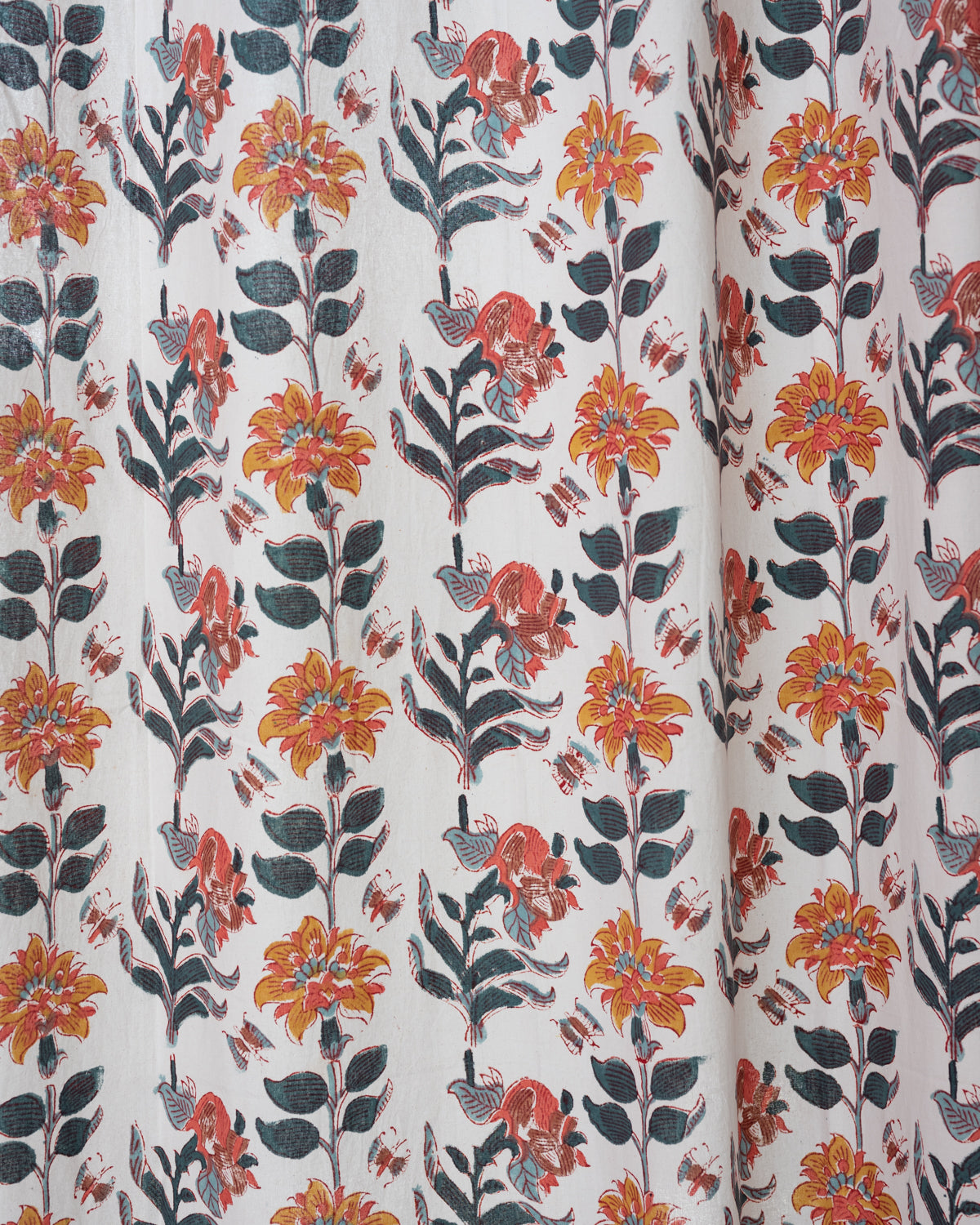 Cotton Curtain White Green Boota Block Print 2 (4776660041827)
