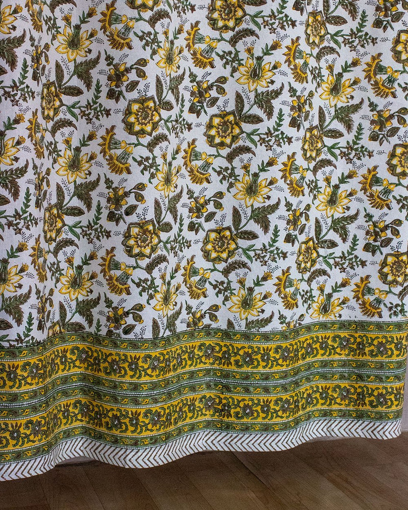 Cotton Curtain Yellow Green Floral Jaal Block Print 2 (6651608301667)