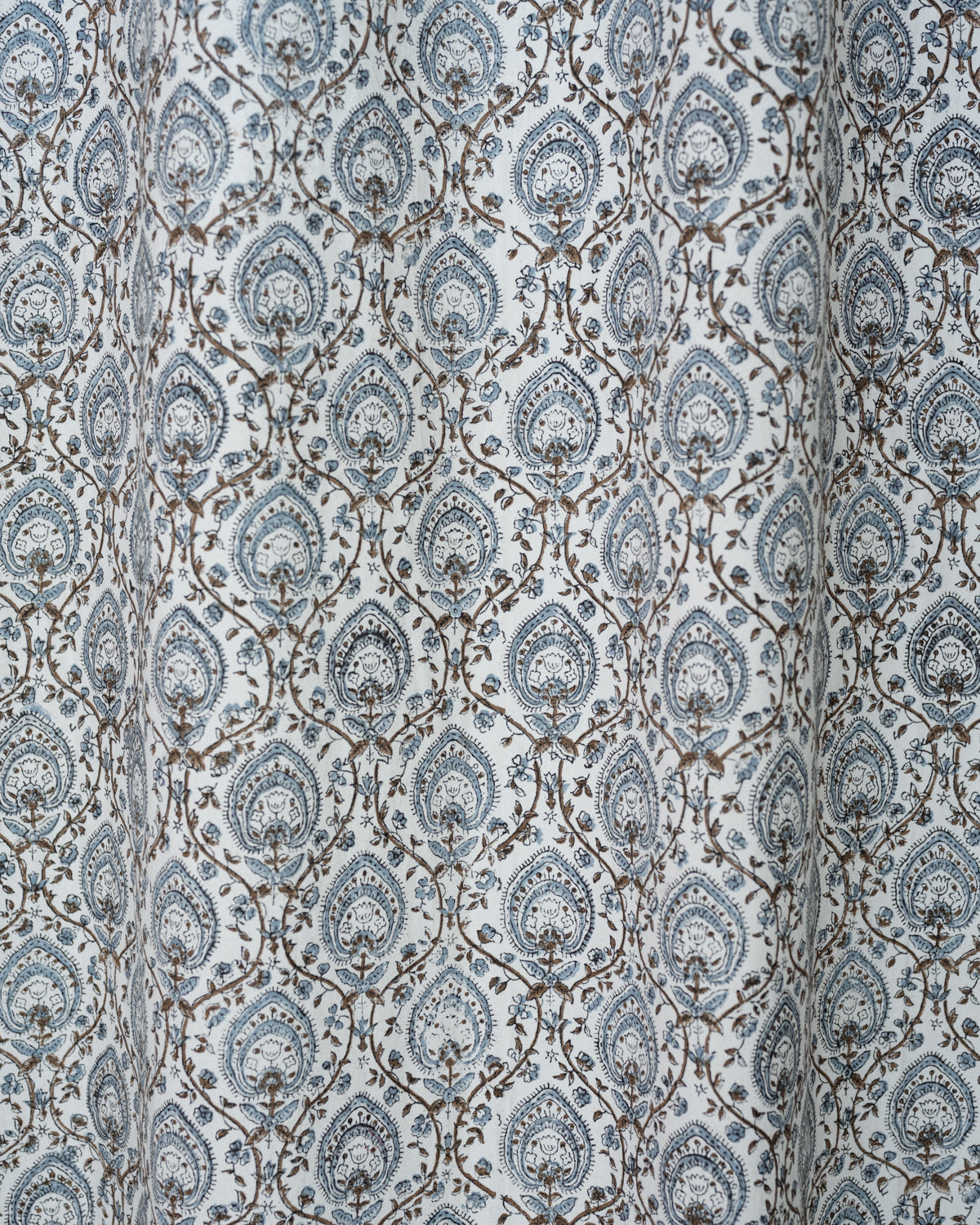 Cotton Curtain Grey Brown Leaf Jaal Block Print 2 (6647703765091)